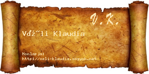 Váli Klaudia névjegykártya