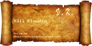 Váli Klaudia névjegykártya